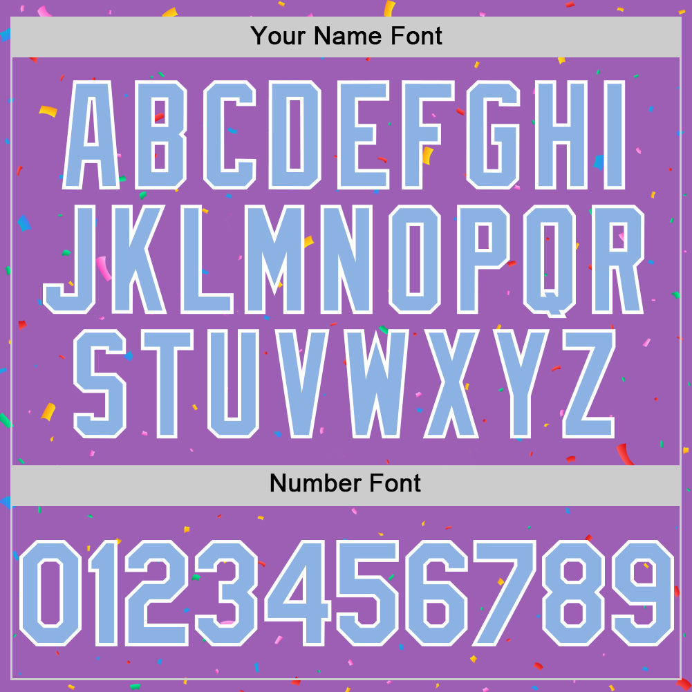 Custom Medium Purple Light Blue-White 3D Pattern Design Confetti Colorful Speckle Authentic Baseball Jersey view 5