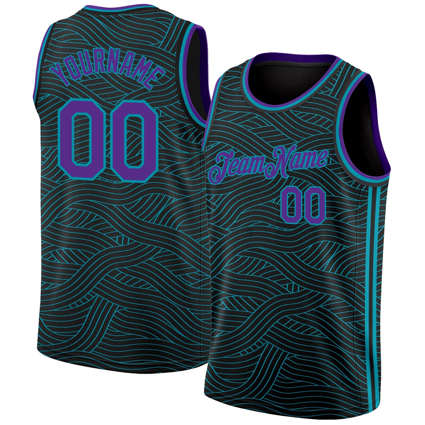 Custom Black Purple-Teal Authentic City Edition Basketball Jersey - Main View