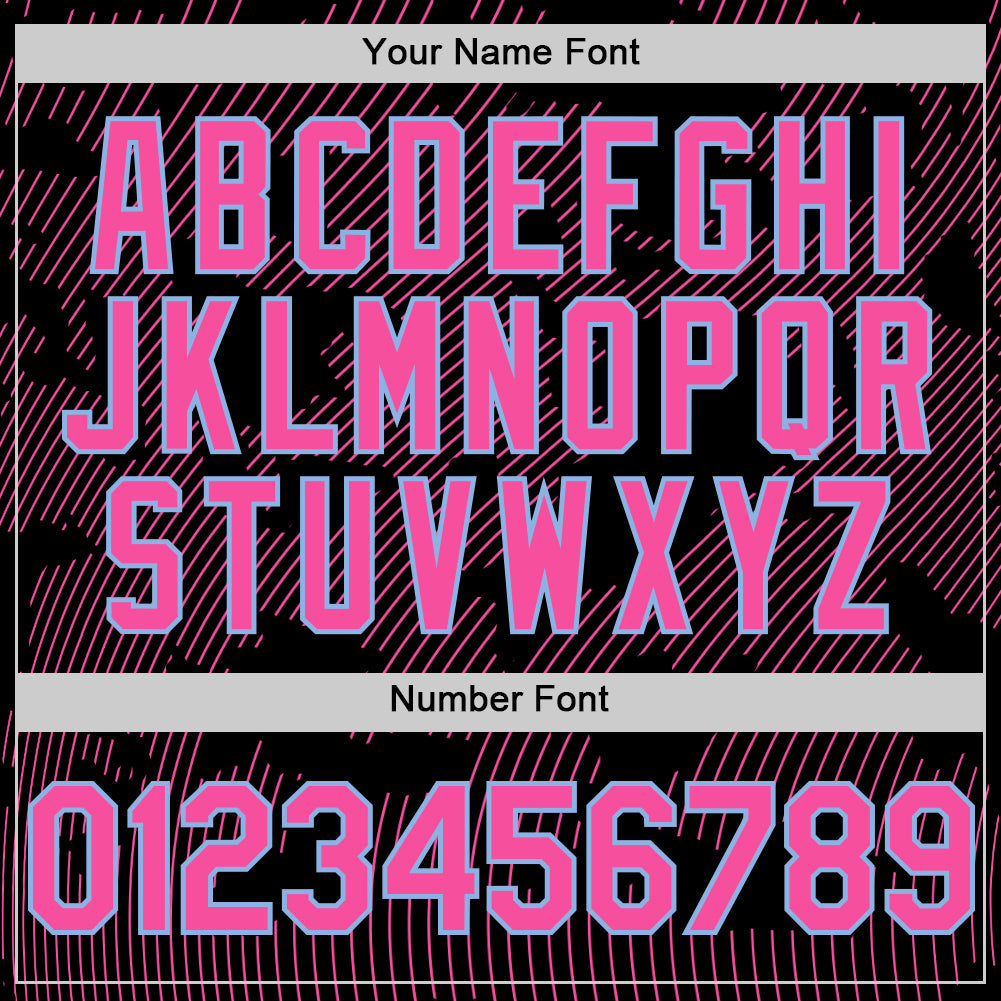 Custom Black Pink-Light Blue Curve Lines Authentic Baseball Jersey view 5