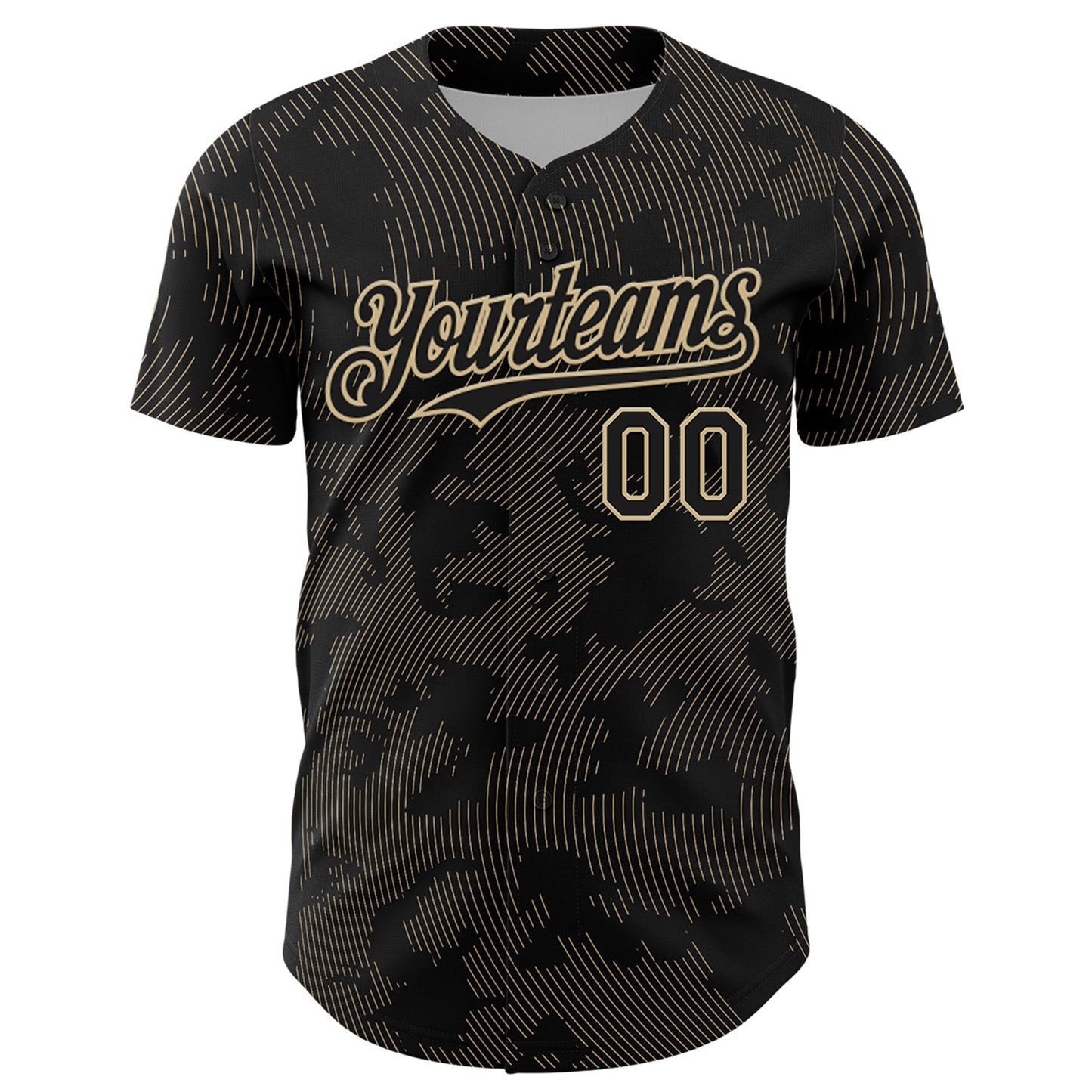 Custom Black Vegas Gold Curve Lines Authentic Baseball Jersey view 2