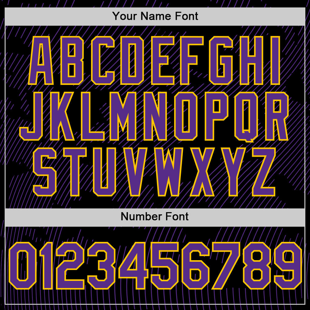 Custom Black Purple-Yellow Curve Lines Authentic Baseball Jersey view 5