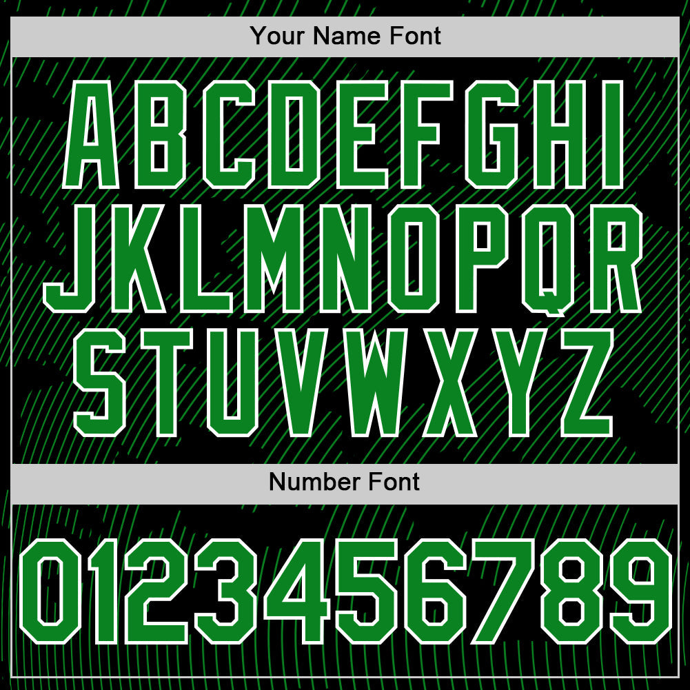 Custom Black Grass Green-White Curve Lines Authentic Baseball Jersey view 5
