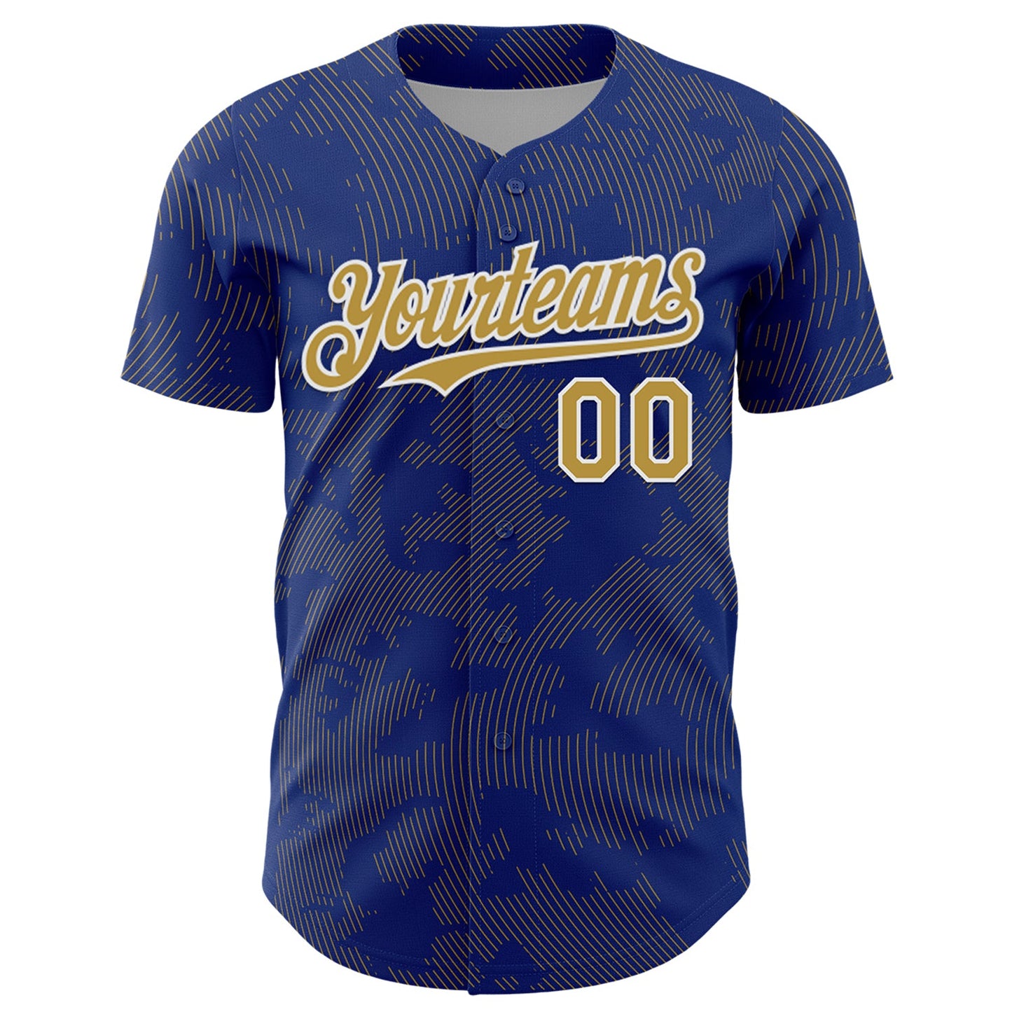Custom Royal Old Gold-White Curve Lines Authentic Baseball Jersey view 2