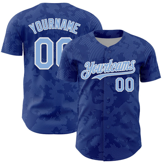 Custom Royal Light Blue-White Curve Lines Authentic Baseball Jersey - Main View