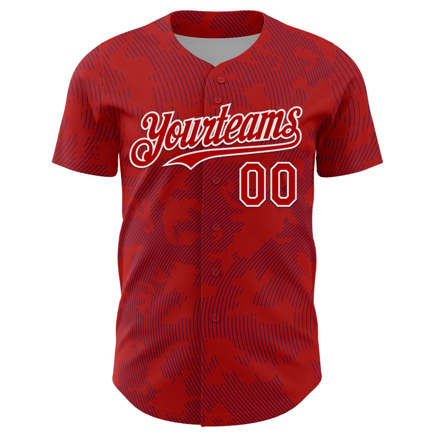 Custom Red Royal-White Curve Lines Authentic Baseball Jersey view 2