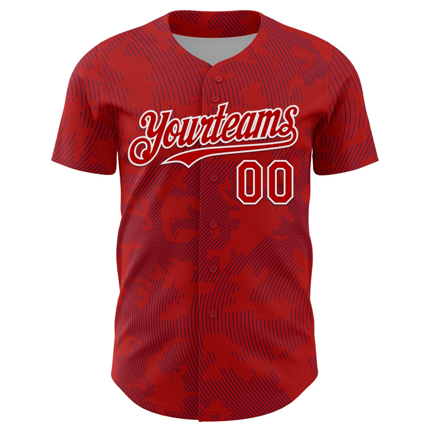 Custom Red Royal-White Curve Lines Authentic Baseball Jersey view 2
