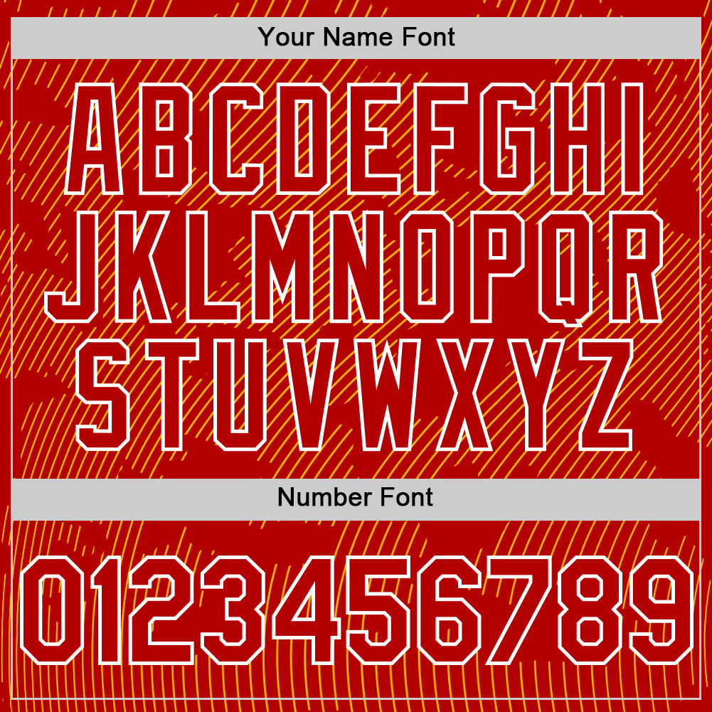 Custom Red Gold-White Curve Lines Authentic Baseball Jersey view 5