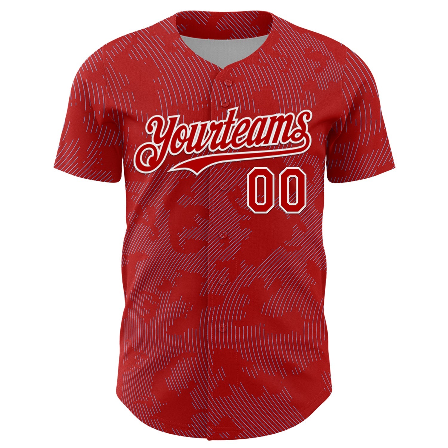 Custom Red Light Blue-White Curve Lines Authentic Baseball Jersey view 2
