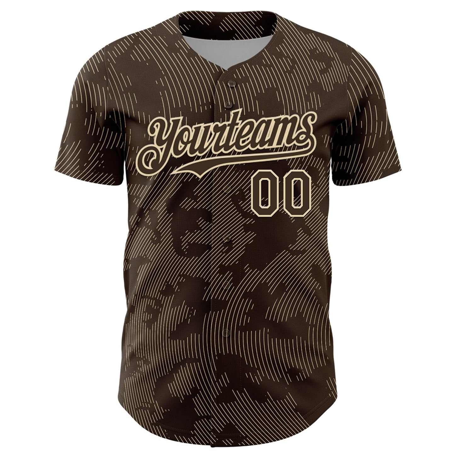 Custom Brown Cream Curve Lines Authentic Baseball Jersey view 2