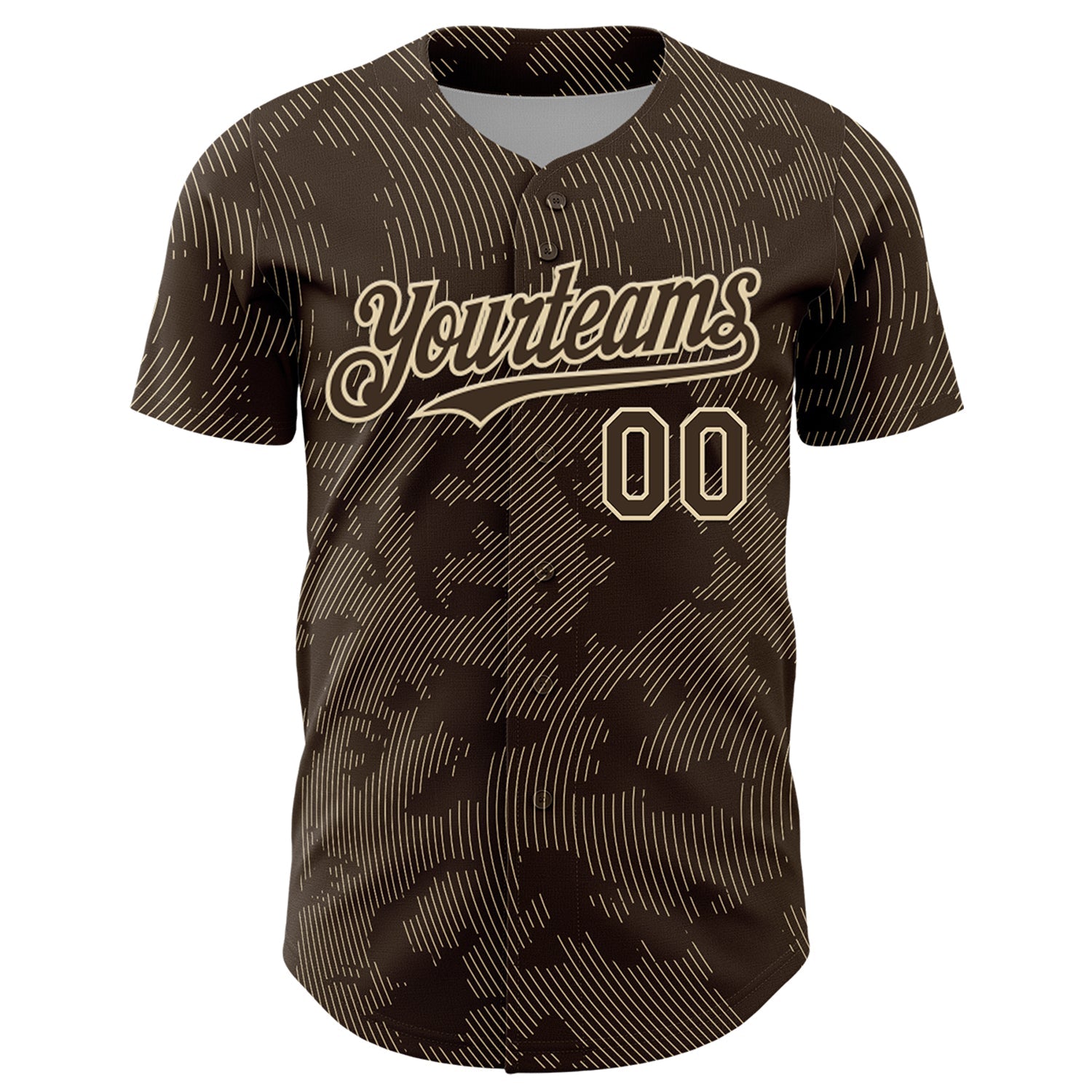 Custom Brown Cream Curve Lines Authentic Baseball Jersey view 2