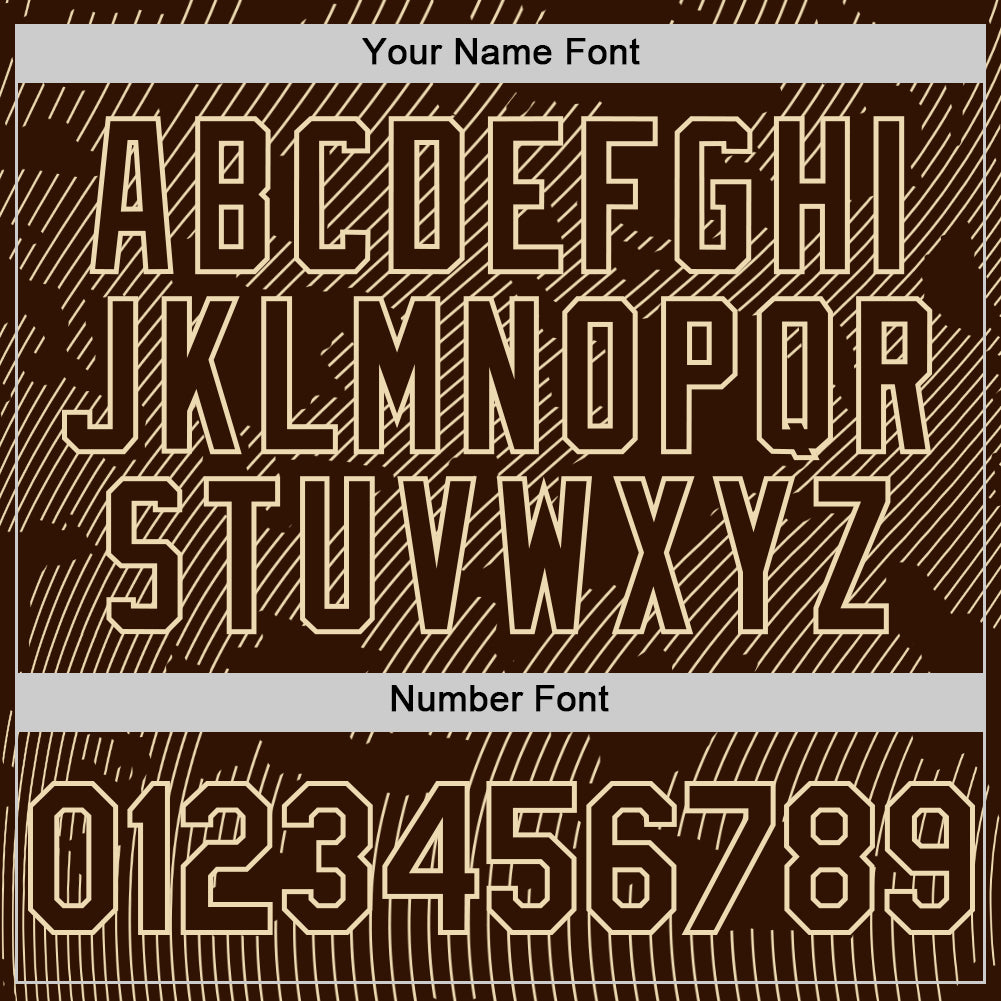 Custom Brown Cream Curve Lines Authentic Baseball Jersey view 5