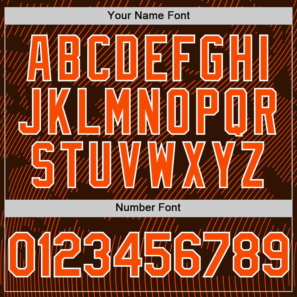 Custom Brown Orange-White Curve Lines Authentic Baseball Jersey view 5