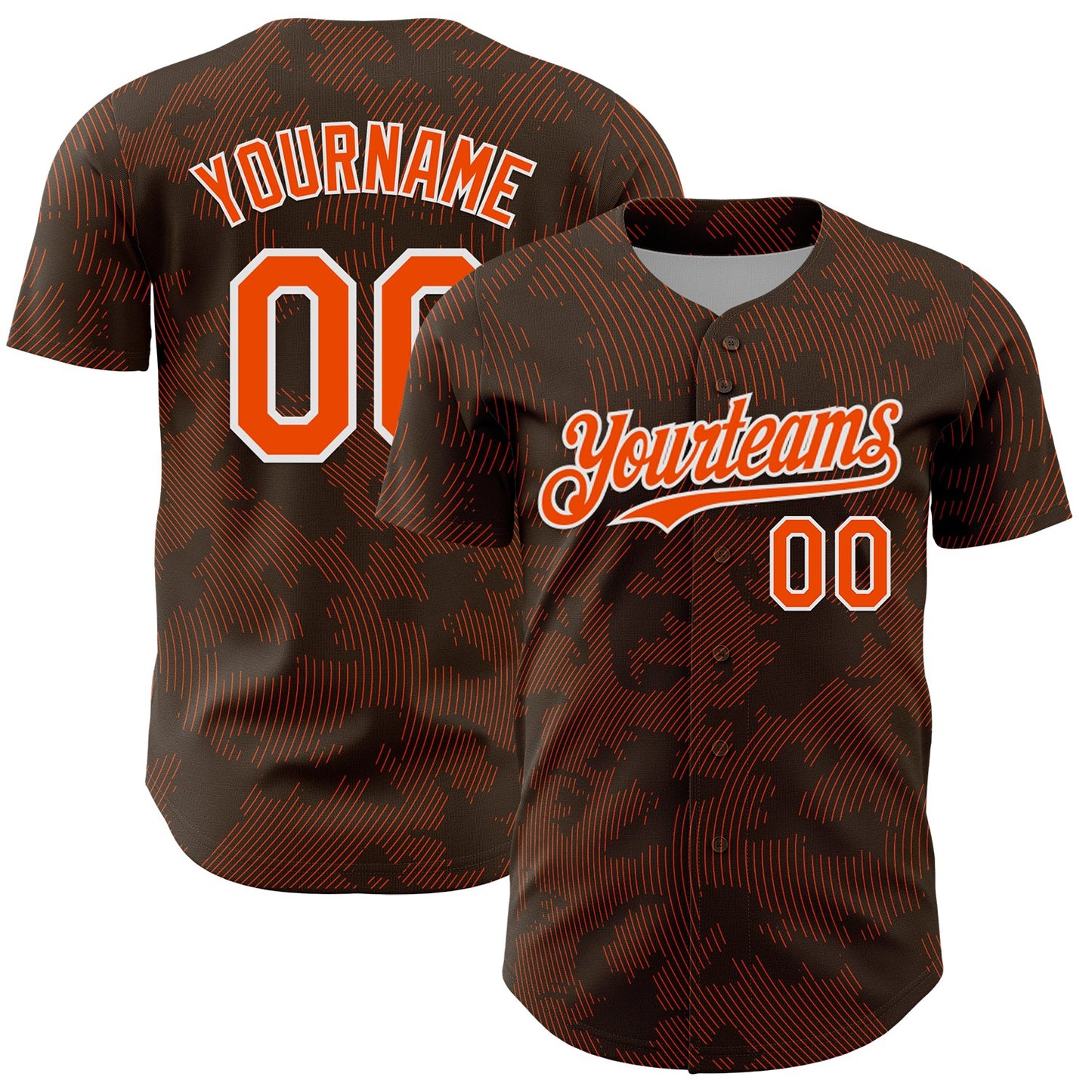 Custom Brown Orange-White Curve Lines Authentic Baseball Jersey - Main View