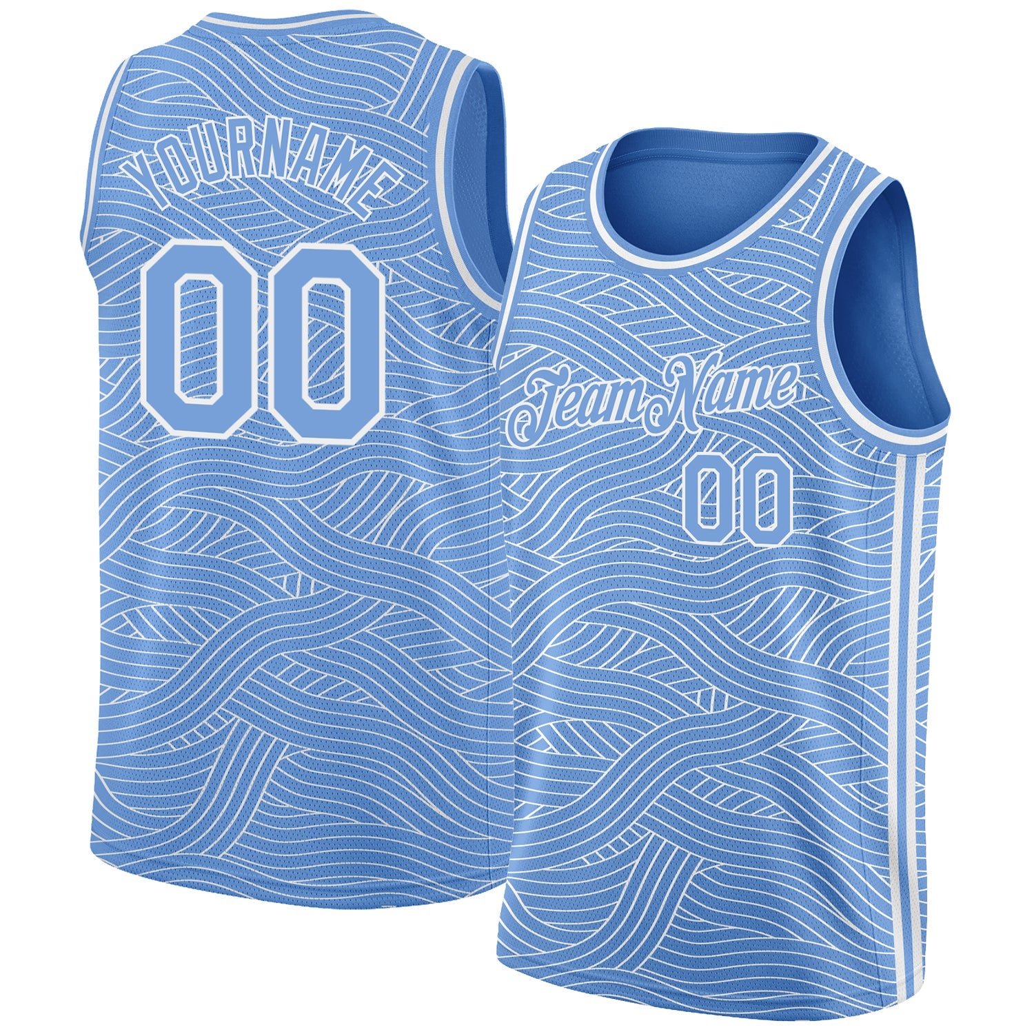 Custom Light Blue White Authentic City Edition Basketball Jersey - Main View