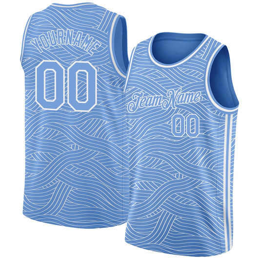 Custom Light Blue White Authentic City Edition Basketball Jersey - Main View