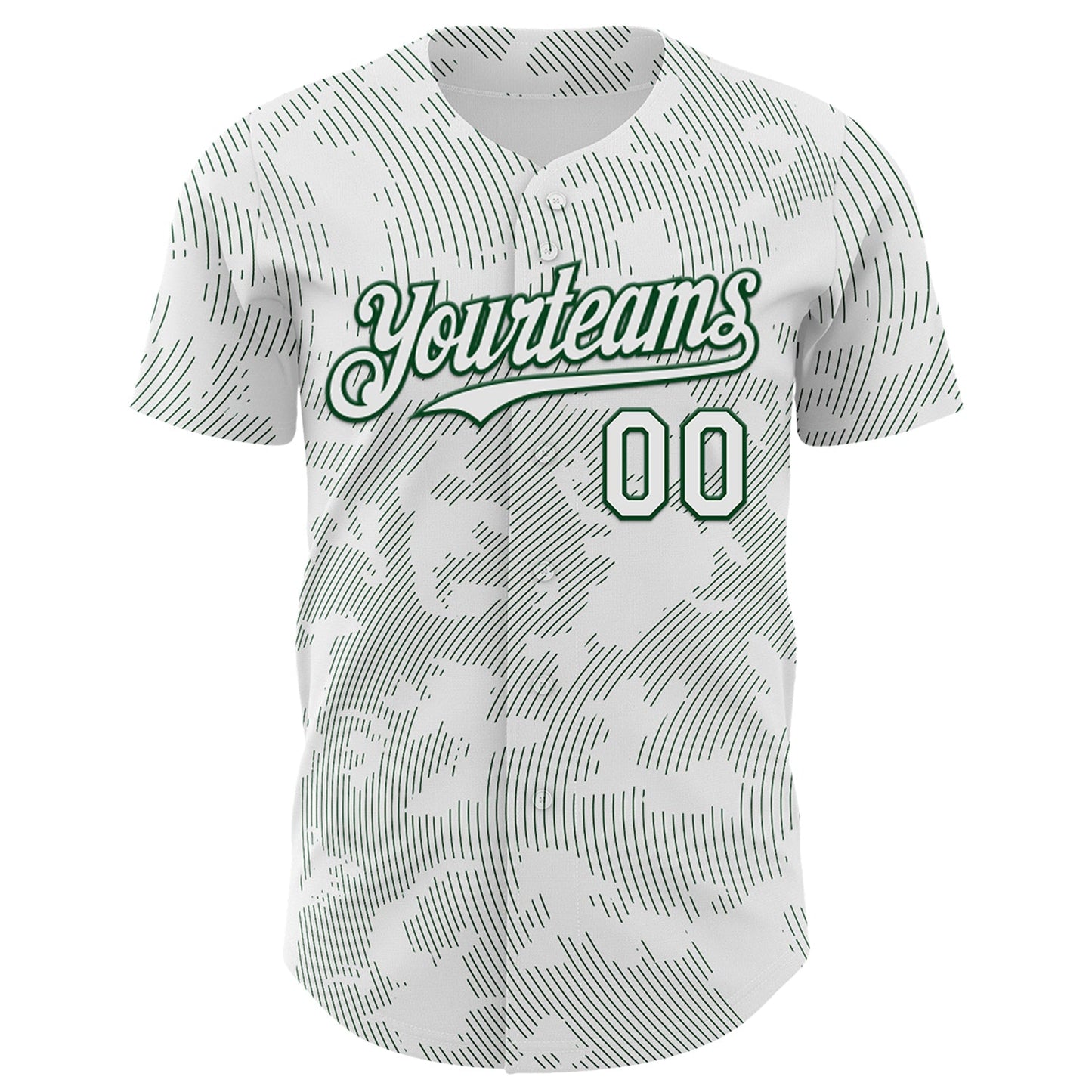 Custom White Green Curve Lines Authentic Baseball Jersey view 2