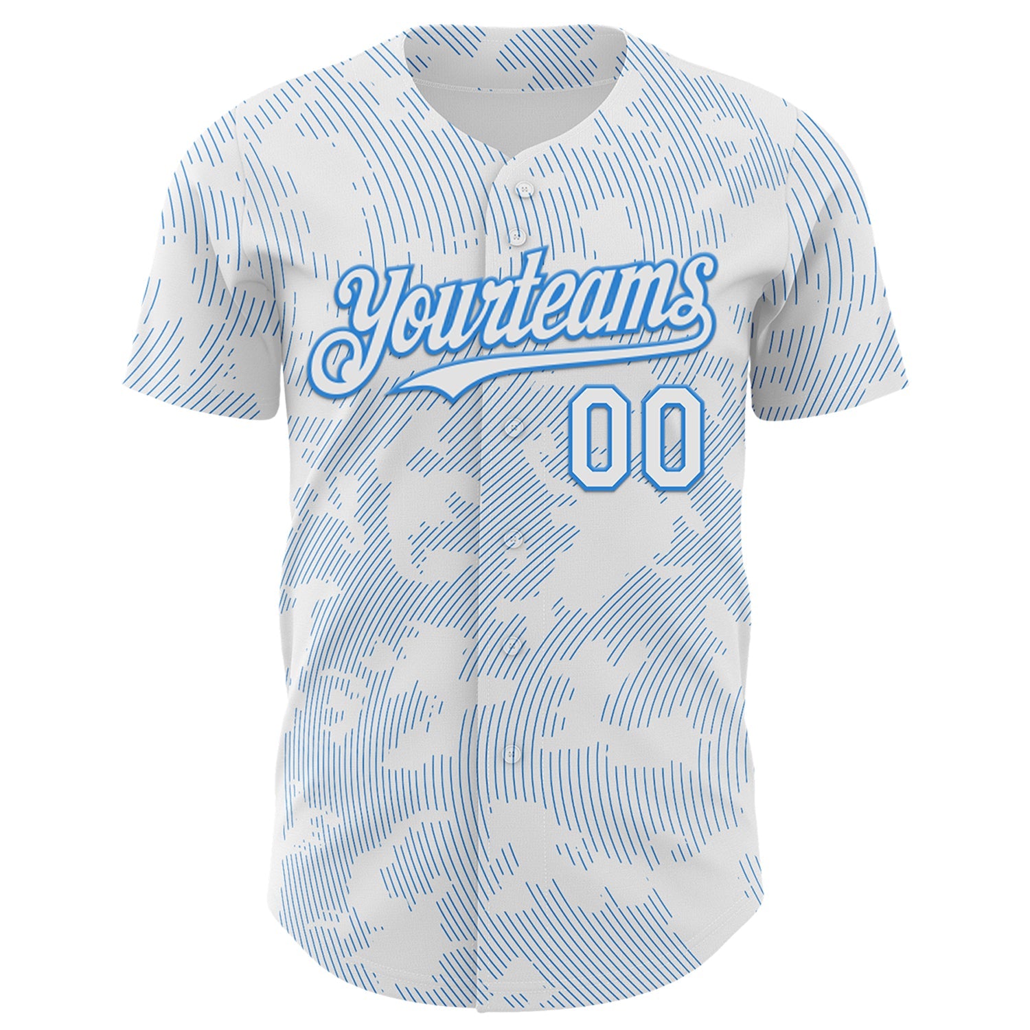 Custom White Electric Blue Curve Lines Authentic Baseball Jersey view 2