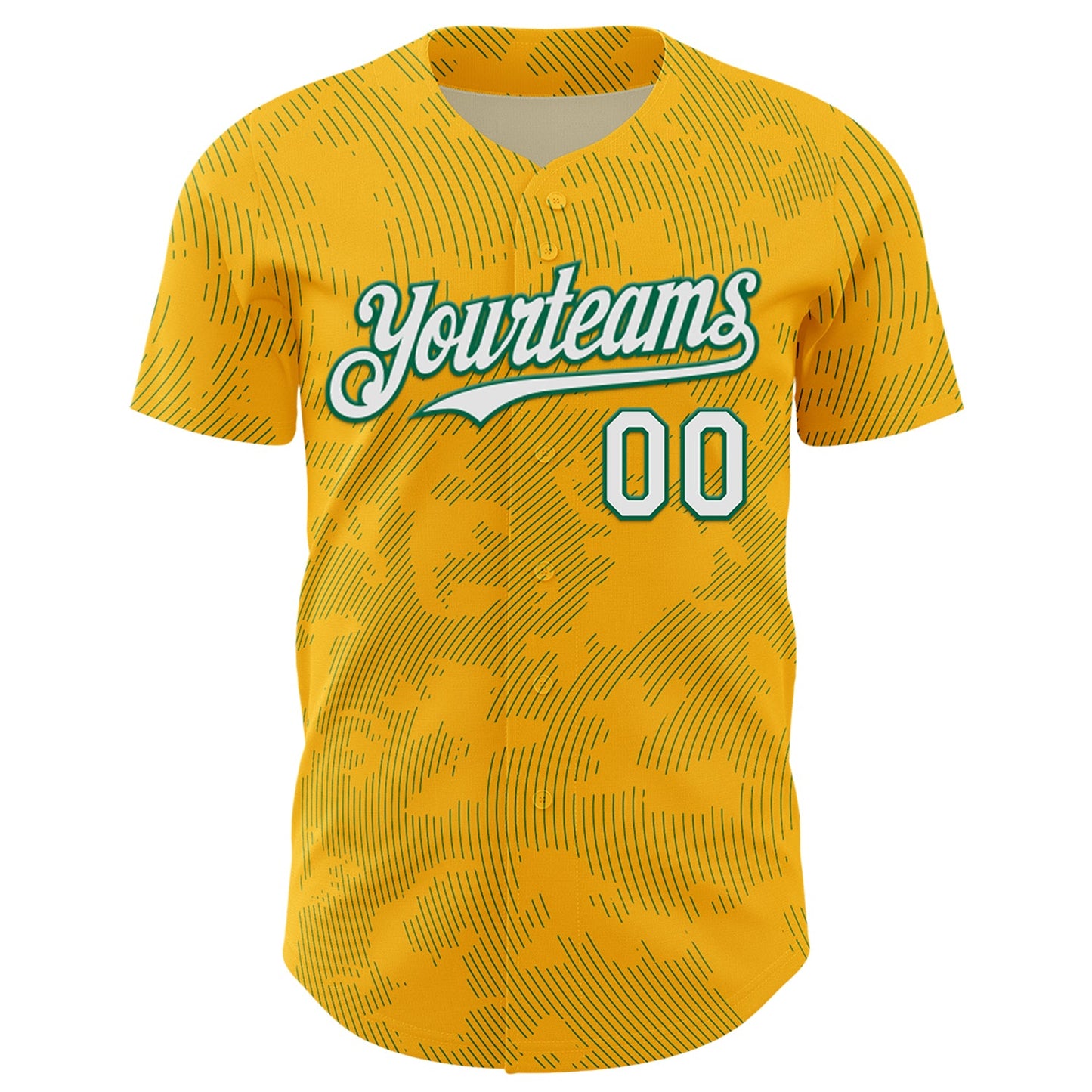 Custom Gold White-Kelly Green Curve Lines Authentic Baseball Jersey view 2