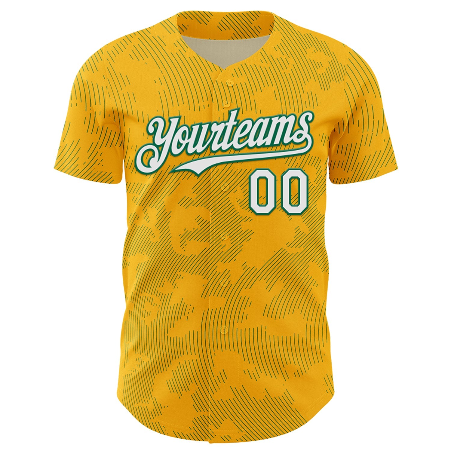 Custom Gold White-Kelly Green Curve Lines Authentic Baseball Jersey view 2