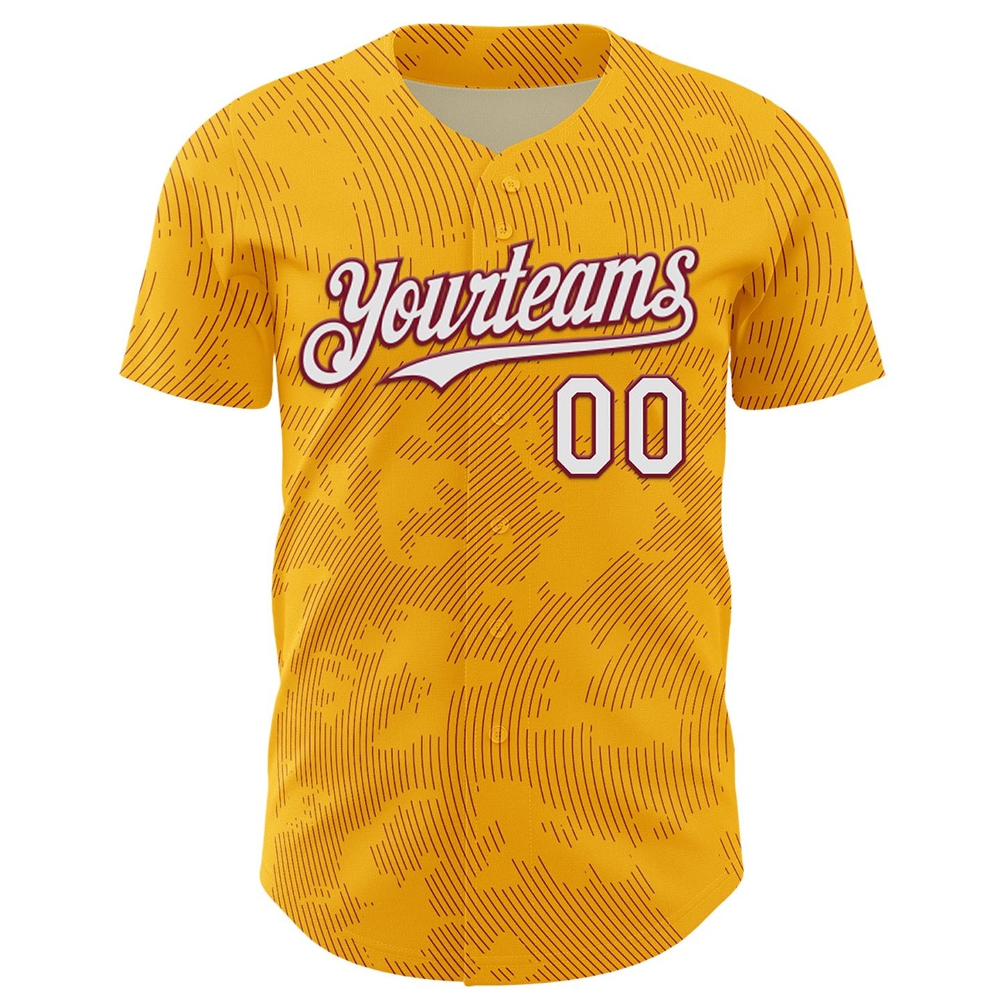 Custom Gold White-Crimson Curve Lines Authentic Baseball Jersey view 2