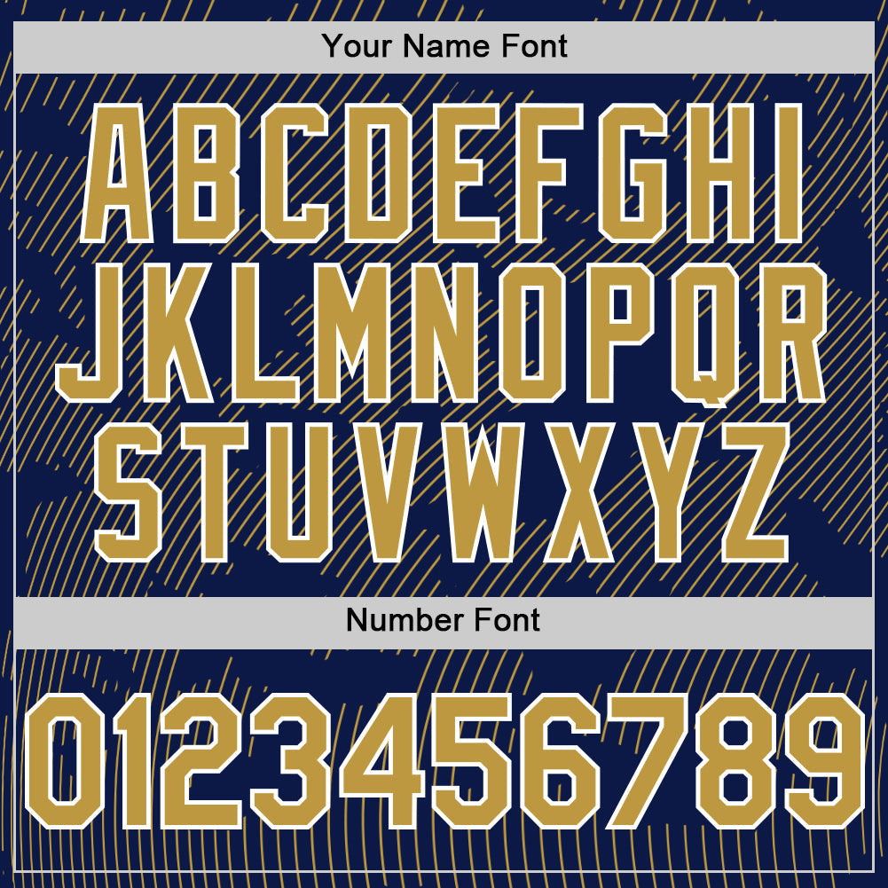 Custom Navy Old Gold-White Curve Lines Authentic Baseball Jersey view 5