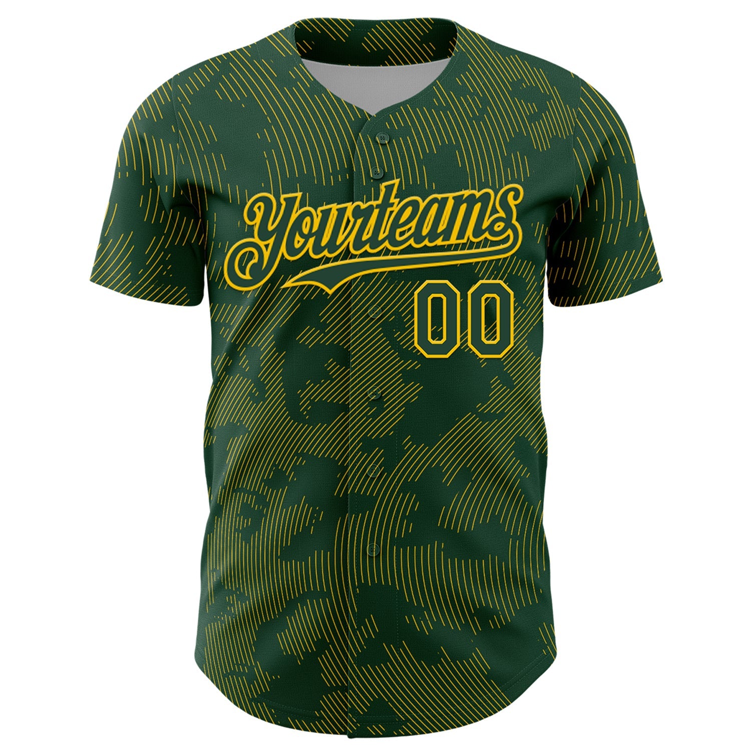 Custom Green Yellow Curve Lines Authentic Baseball Jersey view 2