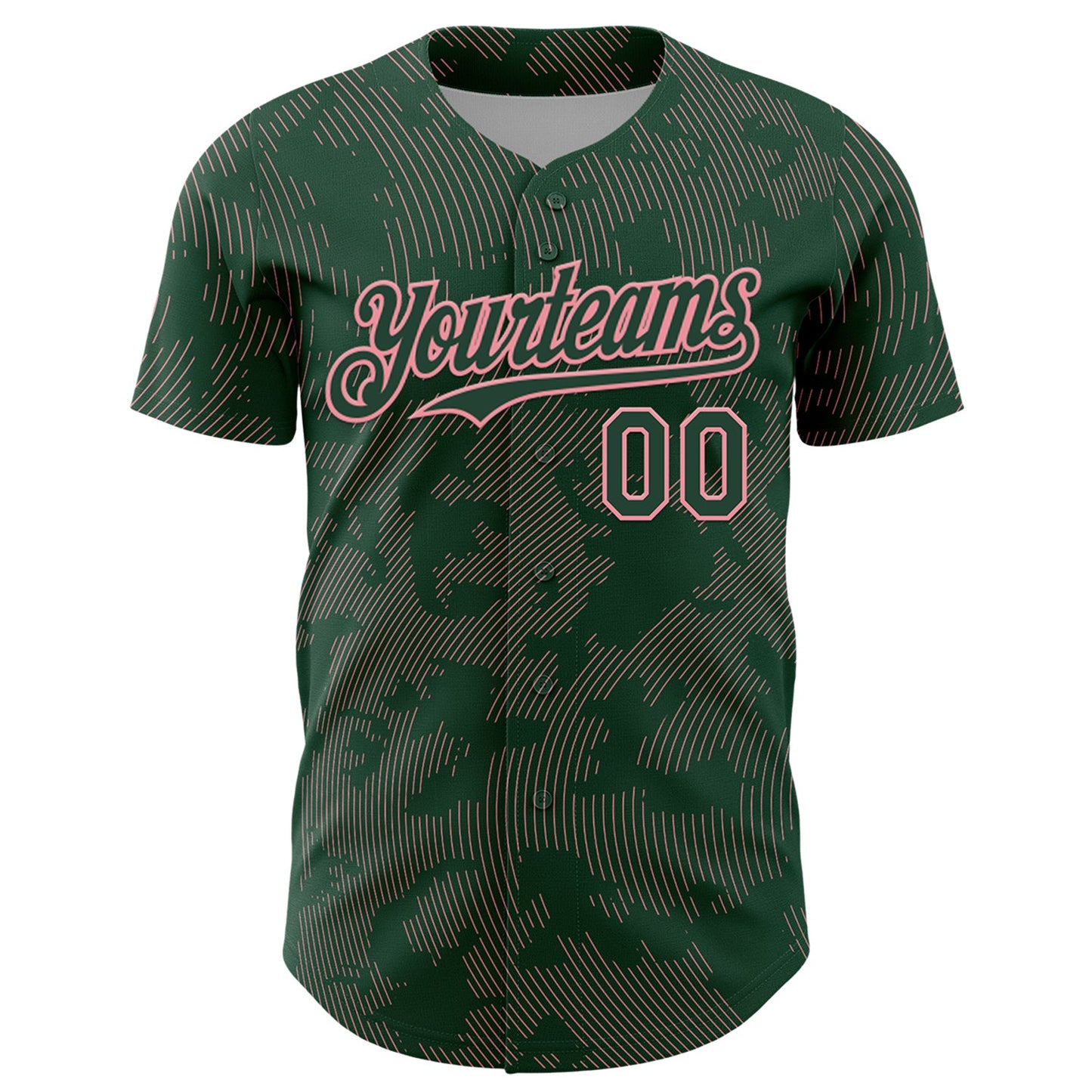 Custom Green Medium Pink Curve Lines Authentic Baseball Jersey view 2