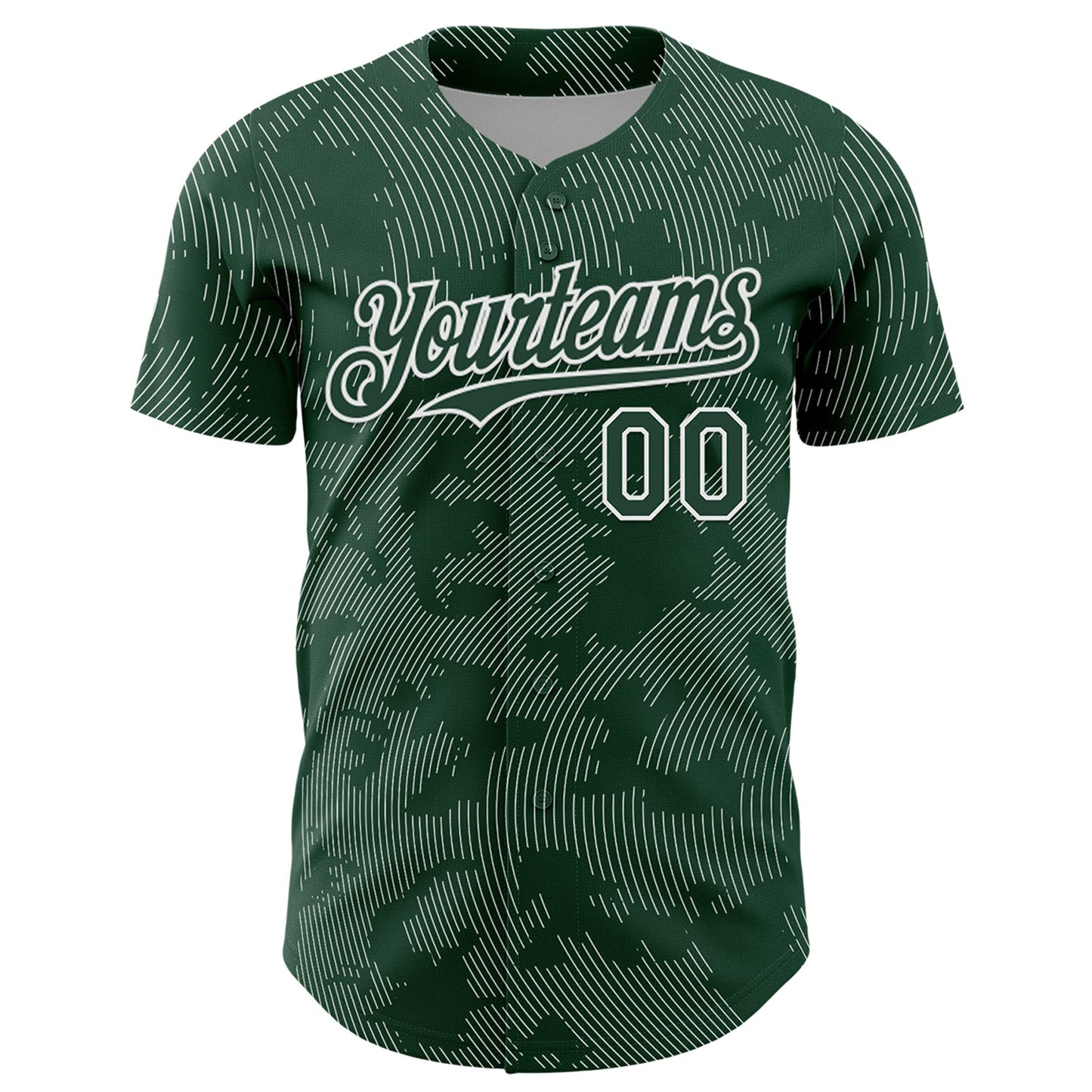 Custom Green White Curve Lines Authentic Baseball Jersey view 2