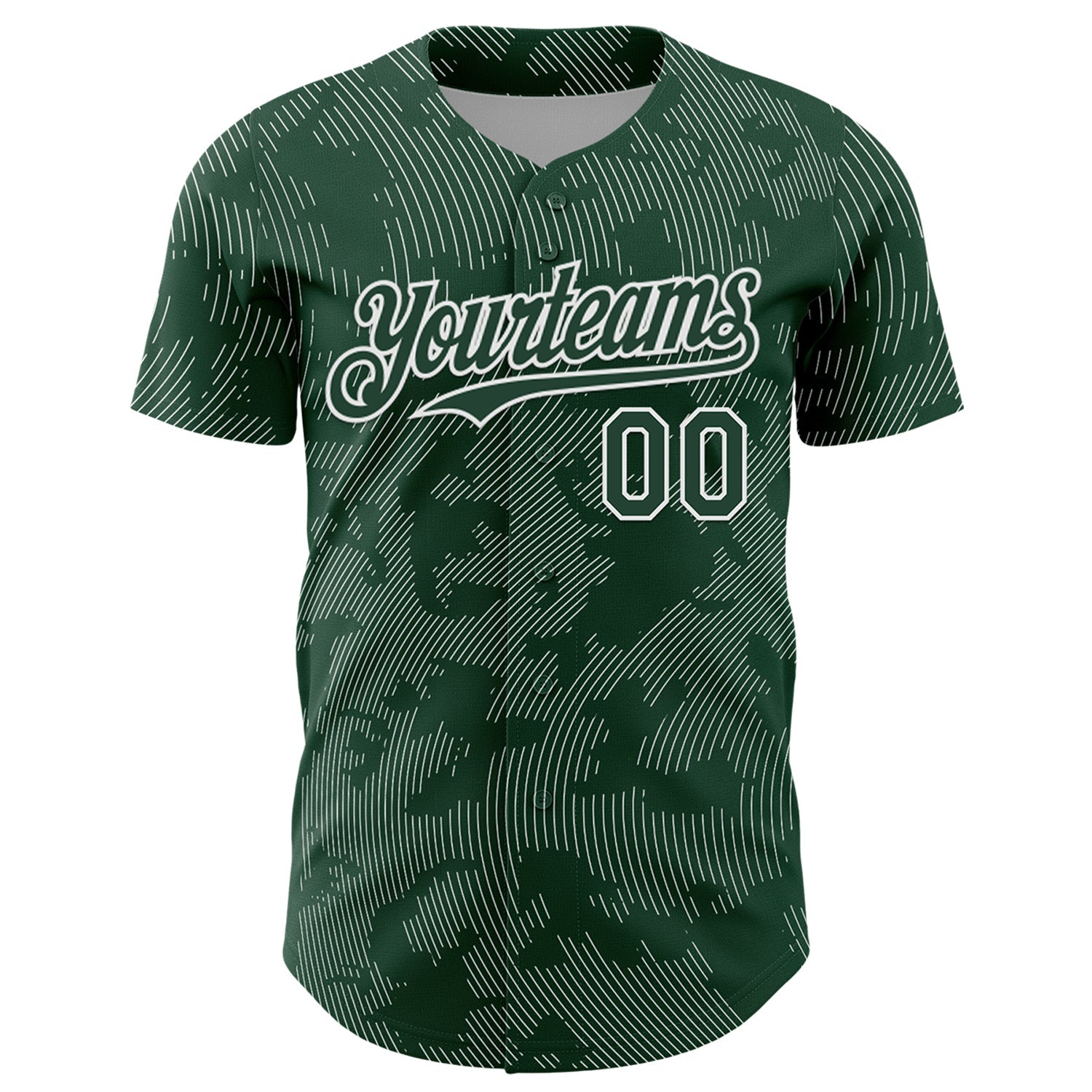 Custom Green White Curve Lines Authentic Baseball Jersey view 2
