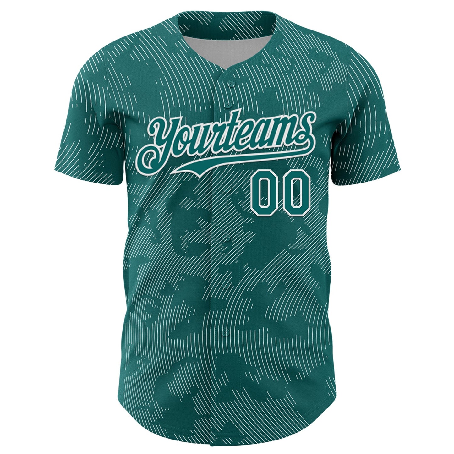 Custom Teal White Curve Lines Authentic Baseball Jersey view 2