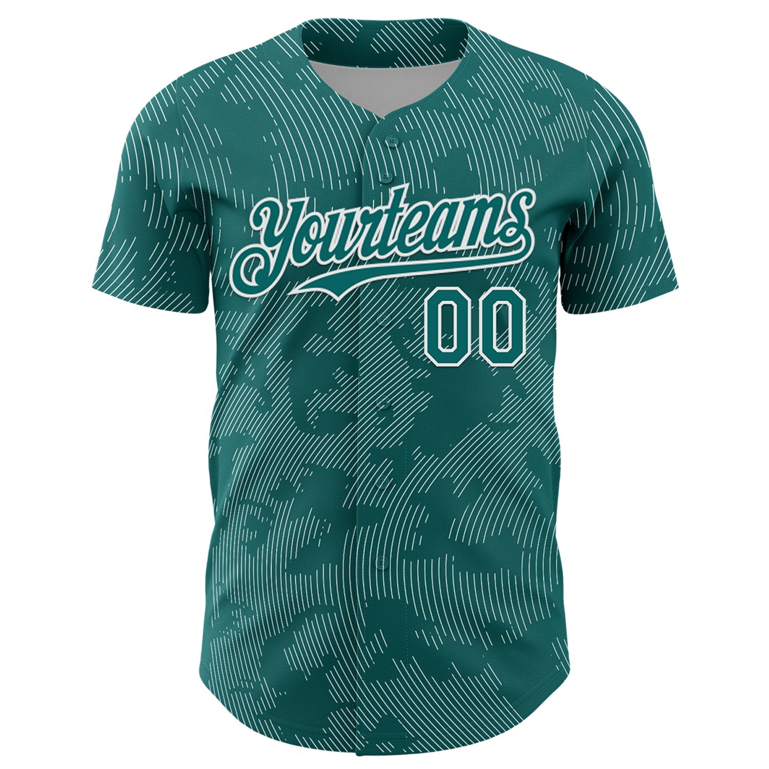 Custom Teal White Curve Lines Authentic Baseball Jersey view 2