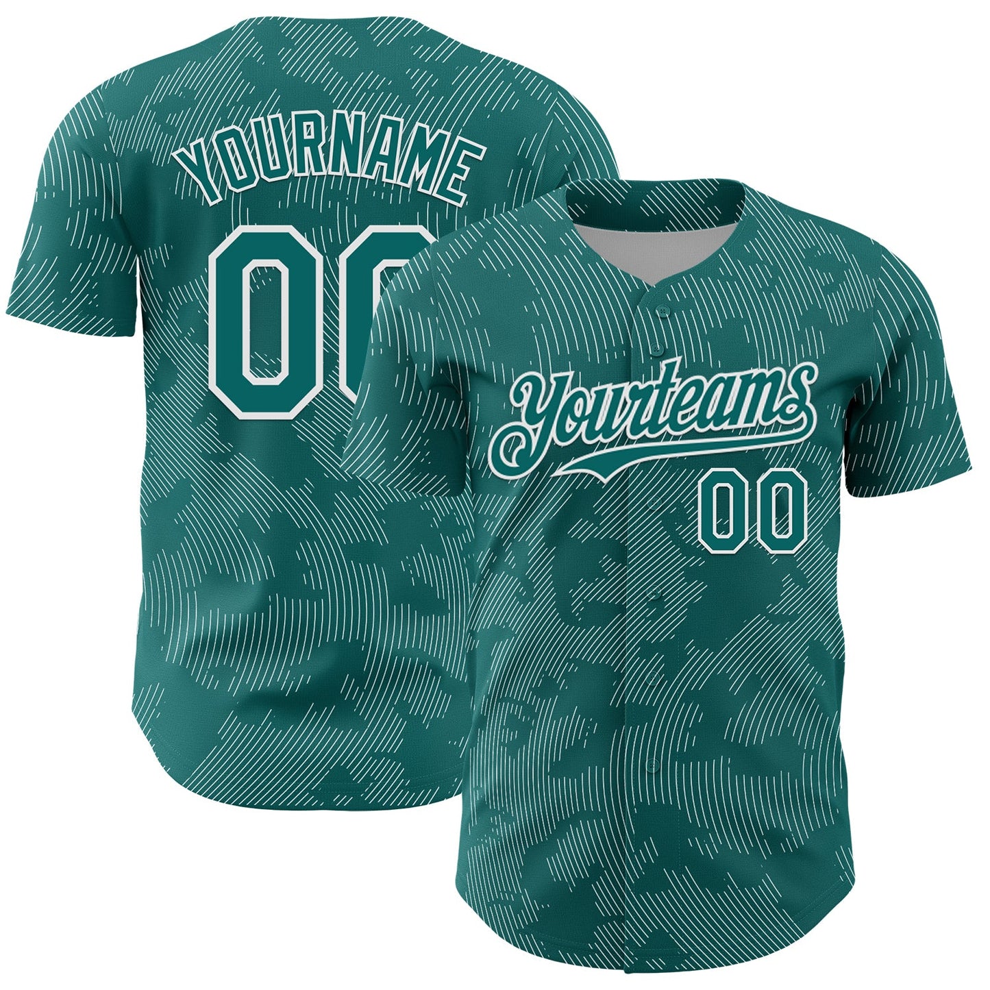 Custom Teal White Curve Lines Authentic Baseball Jersey - Main View