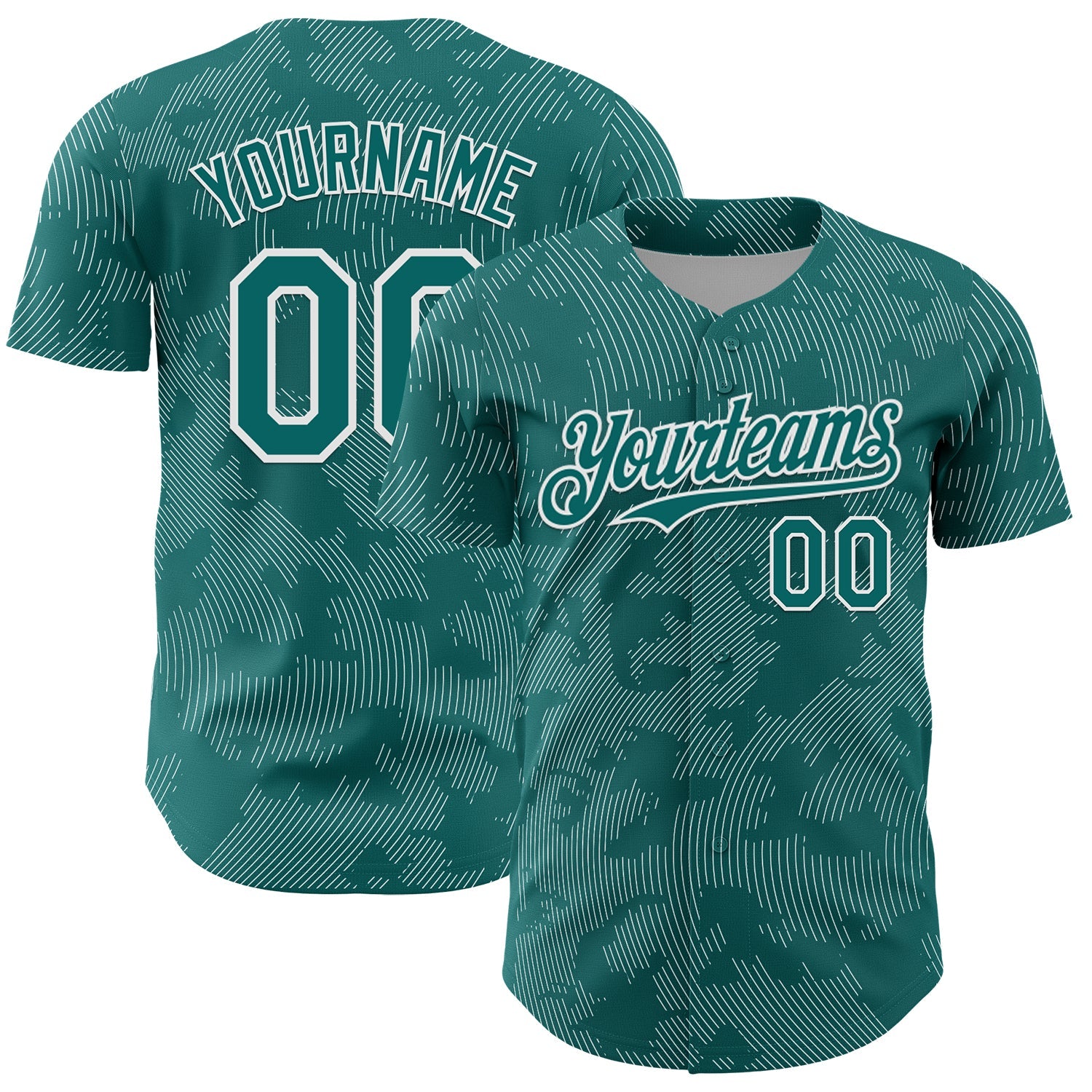 Custom Teal White Curve Lines Authentic Baseball Jersey - Main View