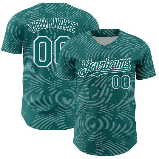 Custom Teal White Curve Lines Authentic Baseball Jersey - Main View
