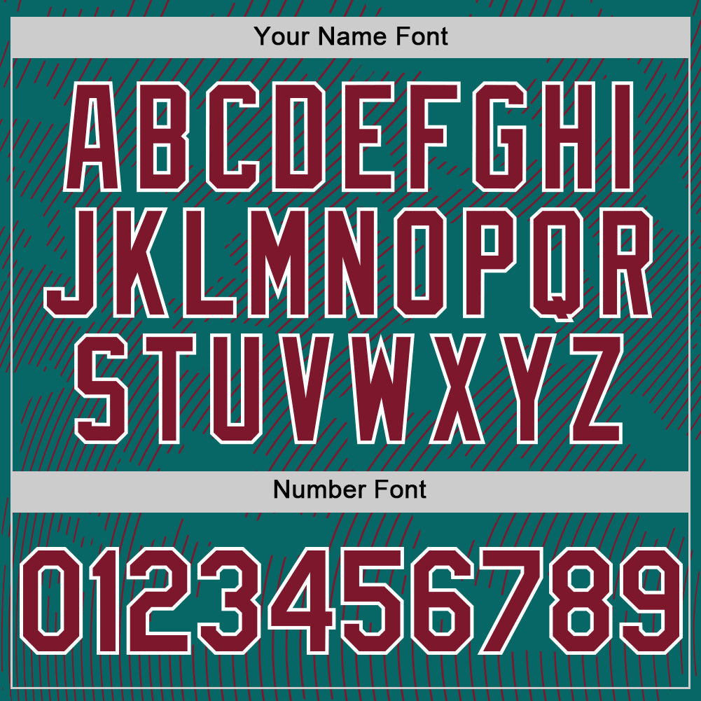 Custom Teal Crimson-White Curve Lines Authentic Baseball Jersey view 5