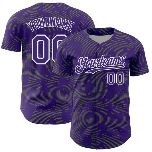 Custom Purple Neon Green-White Curve Lines Authentic Baseball Jersey - Main View