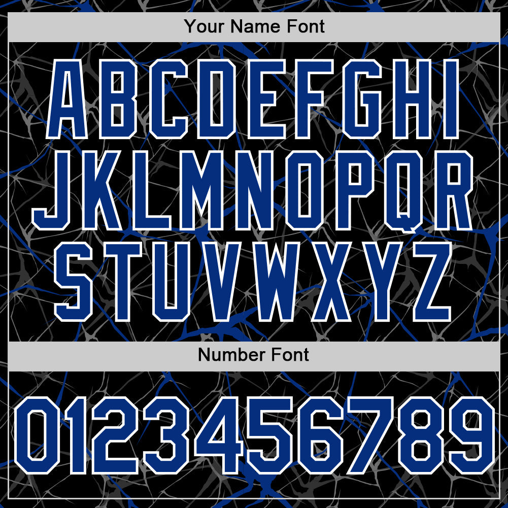 Custom Black Royal-White 3D Pattern Design Abstract Network Authentic Baseball Jersey view 5