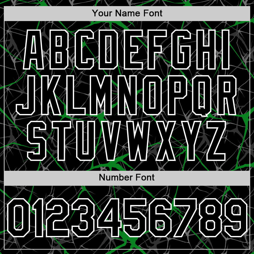 Custom Black Grass Green-White 3D Pattern Design Abstract Network Authentic Baseball Jersey view 5