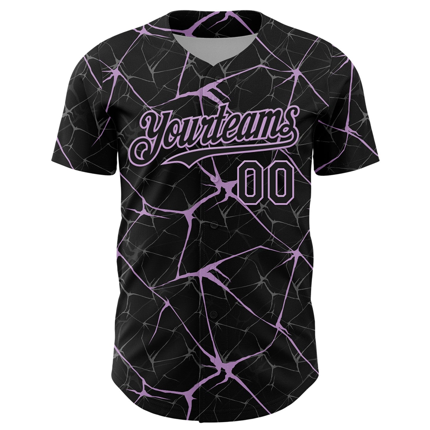 Custom Black Light Purple 3D Pattern Design Abstract Network Authentic Baseball Jersey view 2