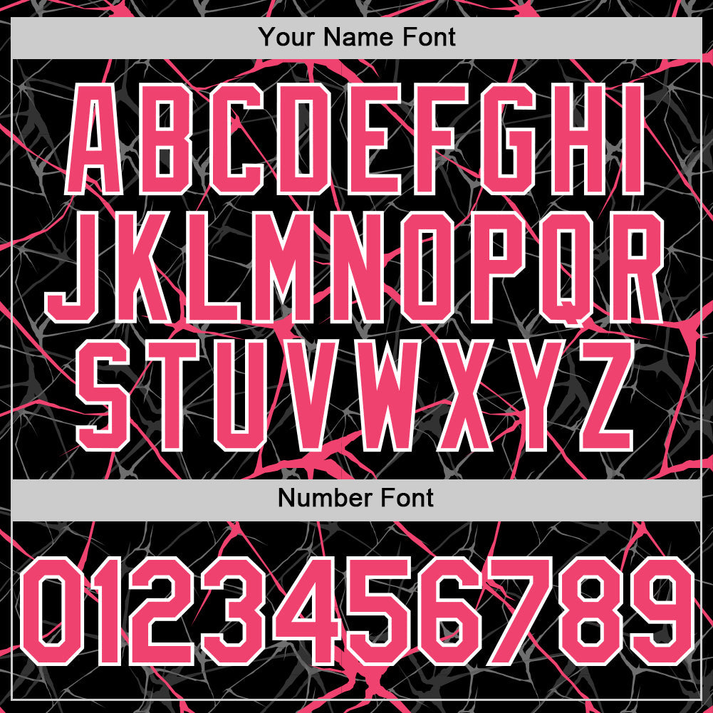 Custom Black Neon Pink-White 3D Pattern Design Abstract Network Authentic Baseball Jersey view 5