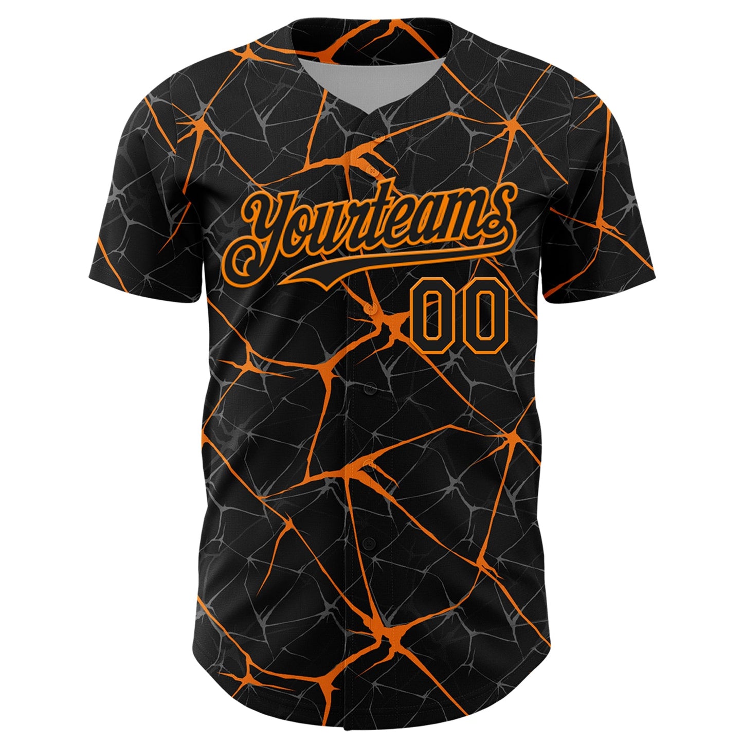 Custom Black Bay Orange 3D Pattern Design Abstract Network Authentic Baseball Jersey view 2