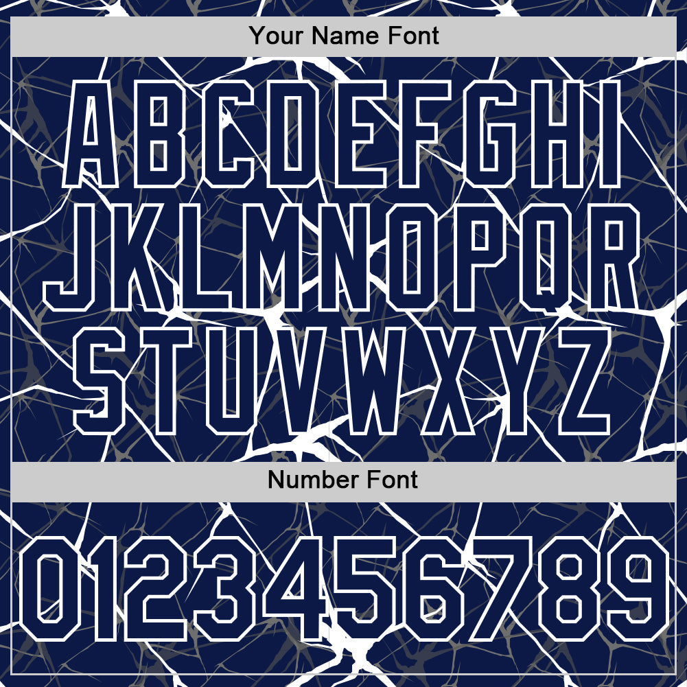 Custom Navy White 3D Pattern Design Abstract Network Authentic Baseball Jersey view 5