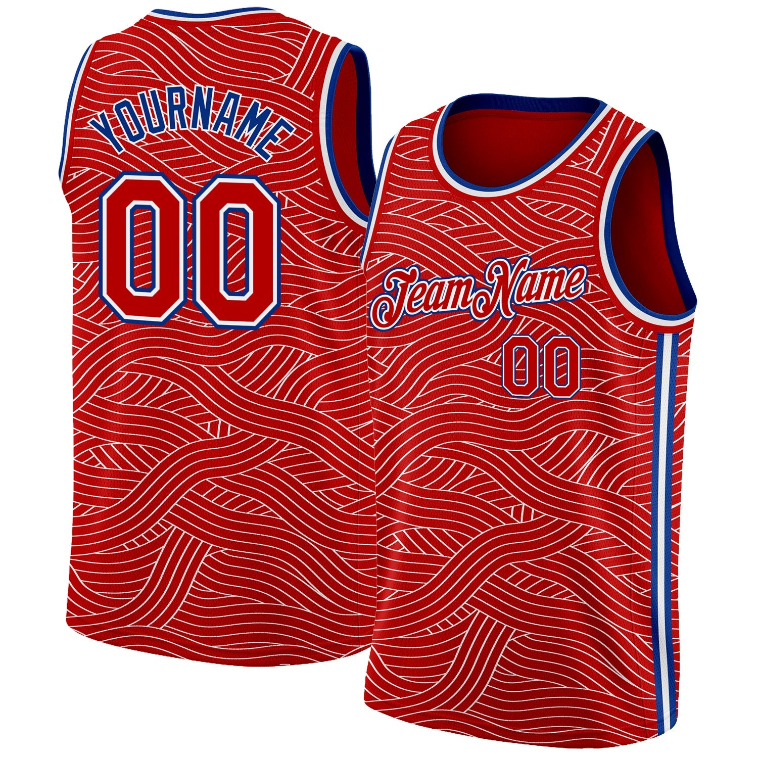 Custom Red Royal-White Authentic City Edition Basketball Jersey - Main View