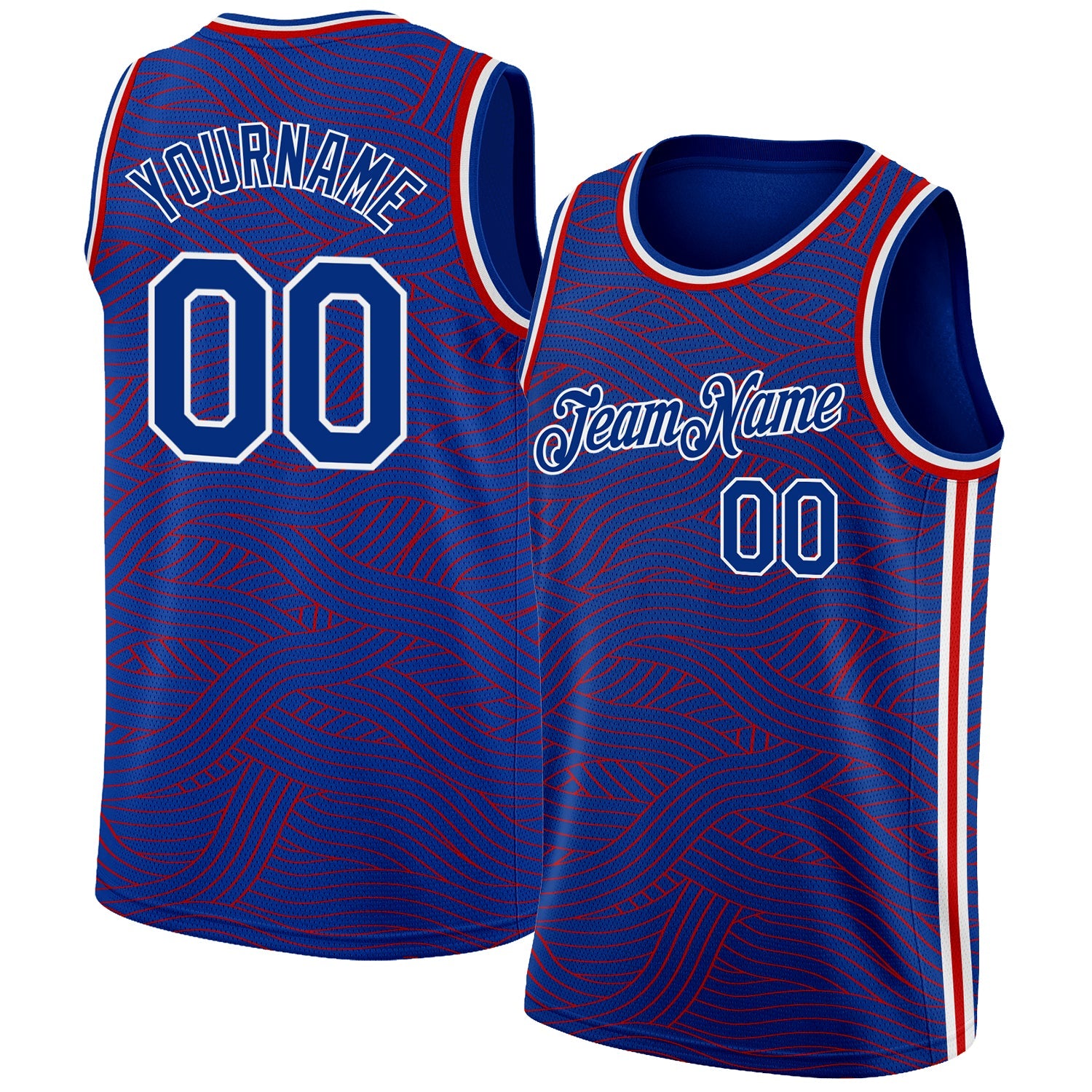 Custom Royal Red-White Authentic City Edition Basketball Jersey - Main View
