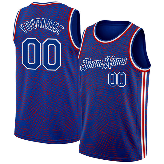 Custom Royal Red-White Authentic City Edition Basketball Jersey - Main View