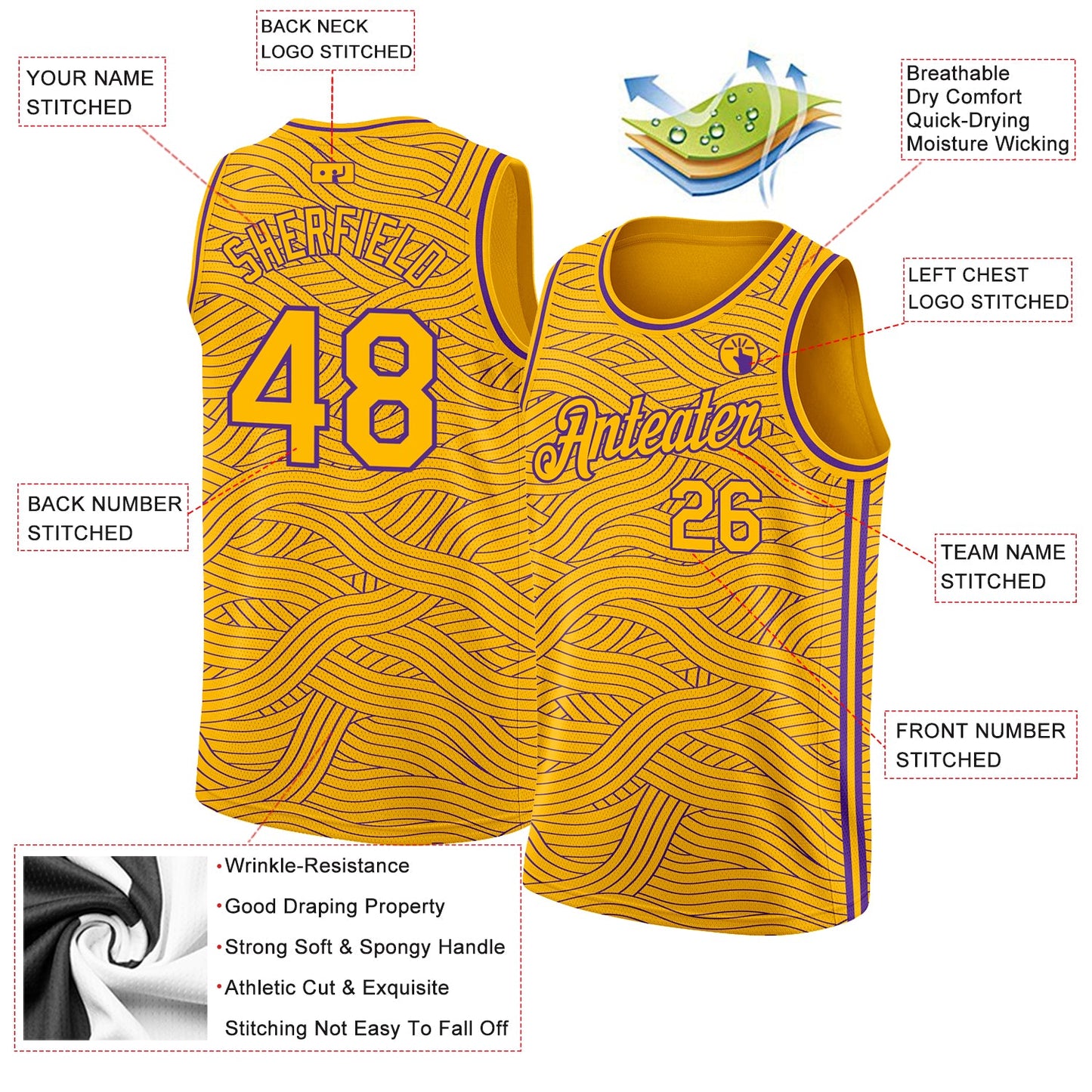 Custom Gold Purple Authentic City Edition Basketball Jersey view 2