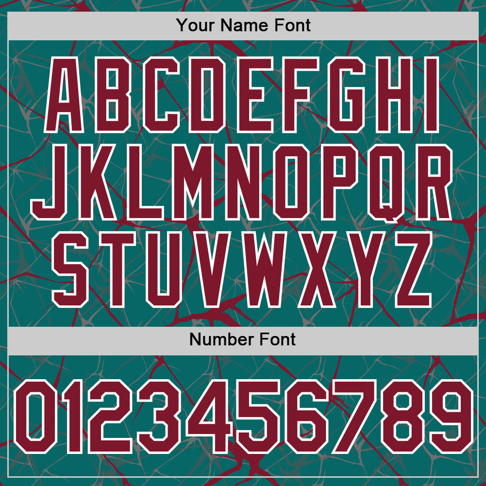 Custom Teal Crimson-White 3D Pattern Design Abstract Network Authentic Baseball Jersey view 5