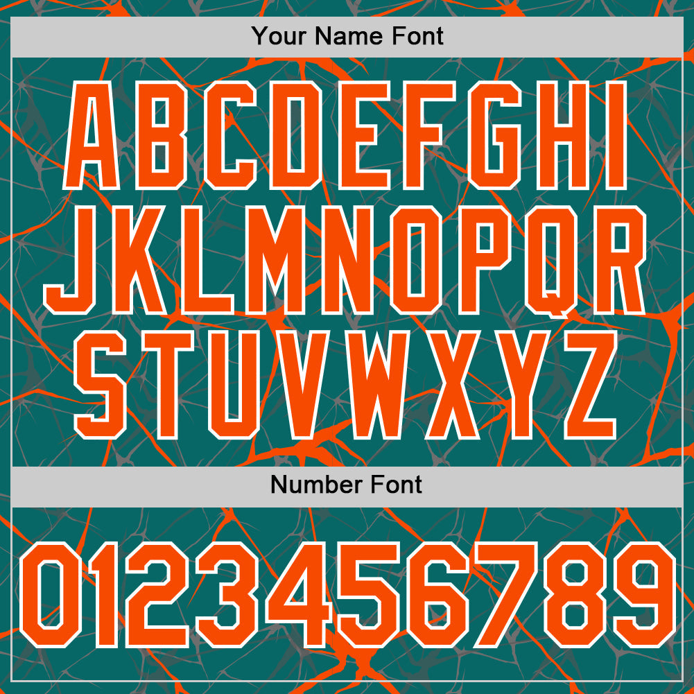 Custom Teal Orange-White 3D Pattern Design Abstract Network Authentic Baseball Jersey view 5