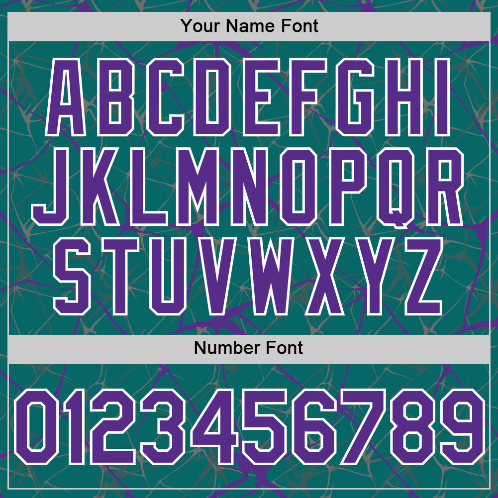 Custom Teal Purple-White 3D Pattern Design Abstract Network Authentic Baseball Jersey view 5