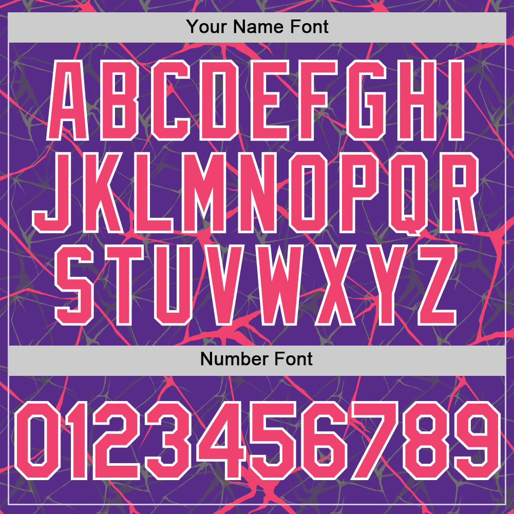 Custom Purple Neon Pink-White 3D Pattern Design Abstract Network Authentic Baseball Jersey view 5